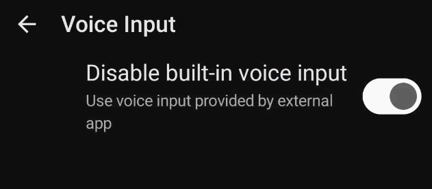 Disable built-in voice input is toggled ON