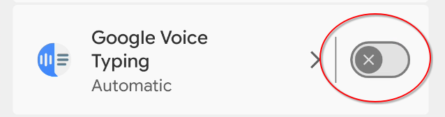 Google Voice Typing is turned OFF